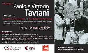 OMAGGIO A PAOLO E VITTORIO TAVIANI - Il 14 gennaio alla Casa del Cinema di Roma
