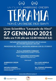 TERRA MIA - Il 27 gennaio proiezione al Liceo Scientifico Leonardo Da Vinci di Maglie