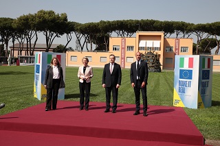 INCONTRO DEL PREMIER DRAGHI E DELLA PRESIDENTE DELLA COMMISSIONE EUROPEA URSULA VON DER LEYEN NEGLI STUDI DI CINECITTA'