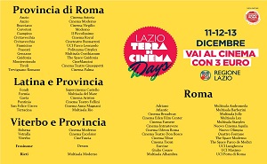 LAZIO TERRA DI CINEMA DAYS - In meno di 24 ore sale del 50% l'affluenza del pubblico nei cinema del Lazio aderenti all'iniziativa