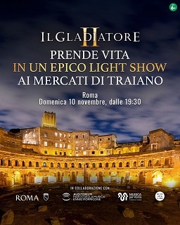 IL GLADIATORE 2 - Videomapping con le immagini esclusive del film al Mercato di Traiano e una proiezione speciale in Auditorium Parco della Musica