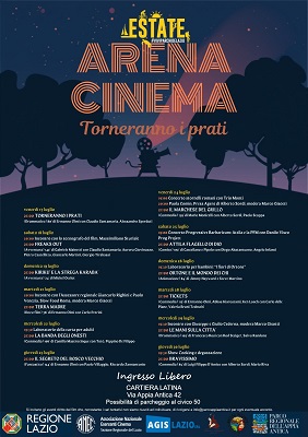 ARENA CINEMA TORNERANNO I PRATI - Dal 17 al 30 luglio alla Cartiera Latina nel cuore del Parco Regionale dell'Appia Antica